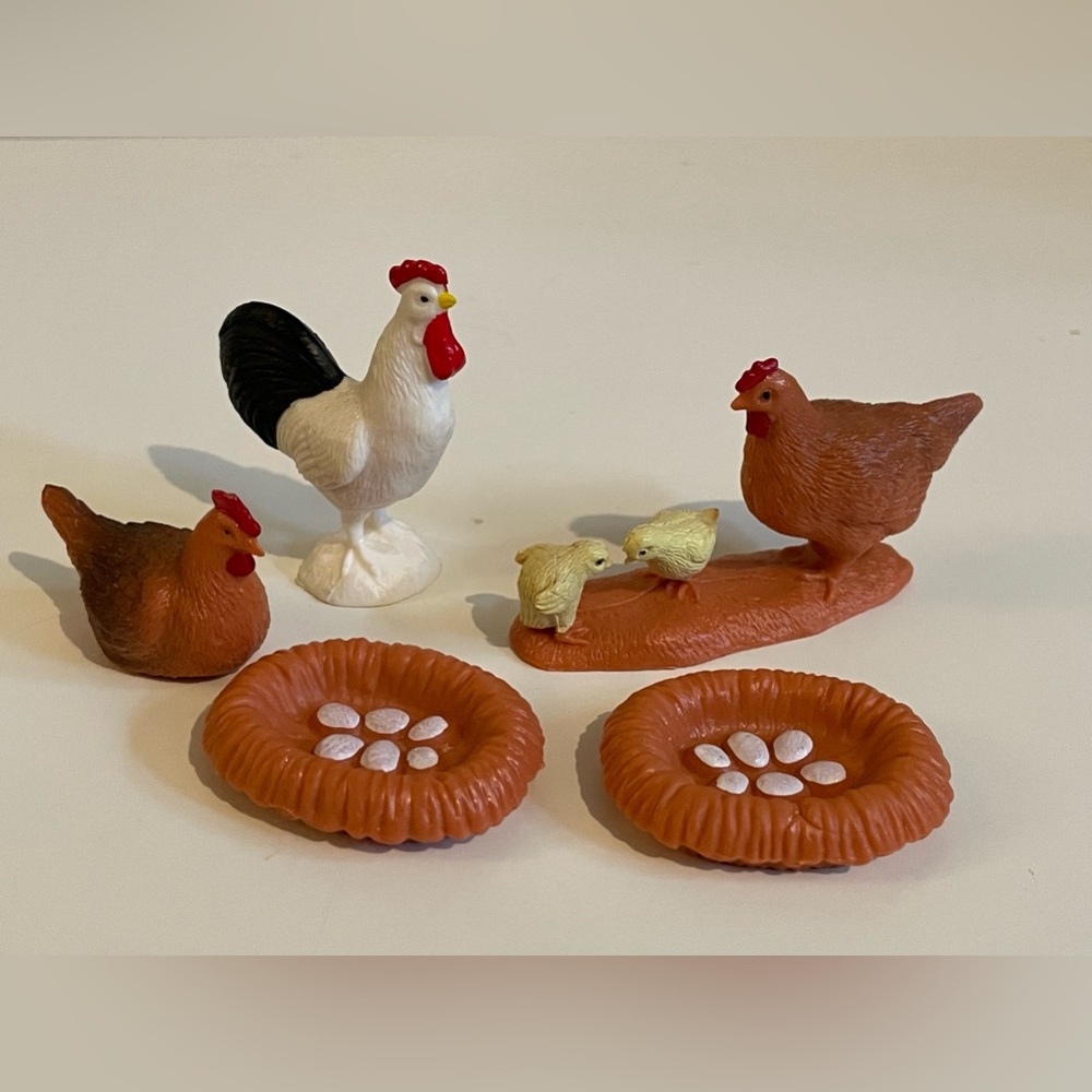 Vintage Popak New Ray Toys Chicken Hen Toy LOT of 5 Dungguan China Farm Toys